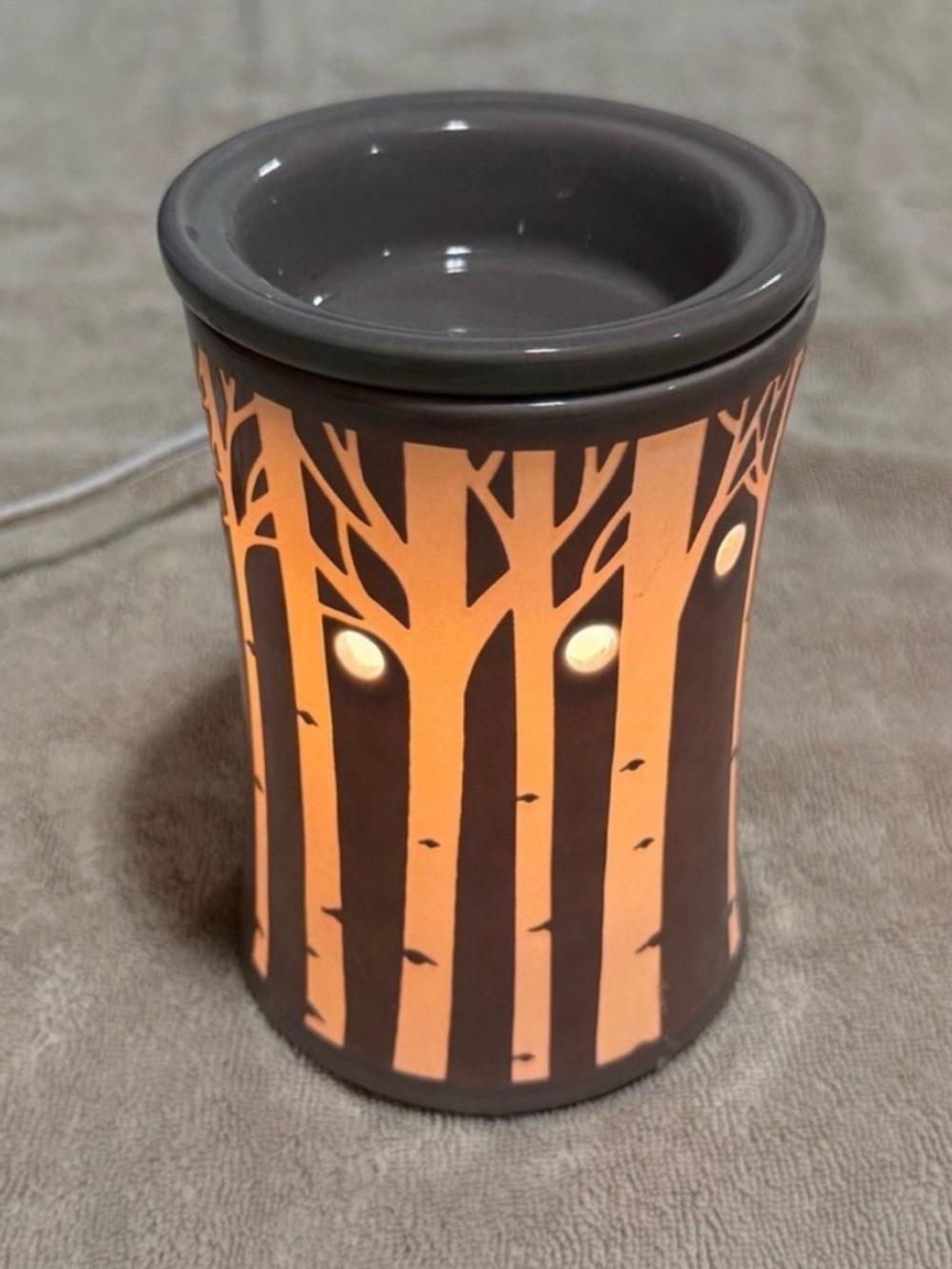 Scentsy Gray Ceramic Tree Silhouette Electric Wax Warmer